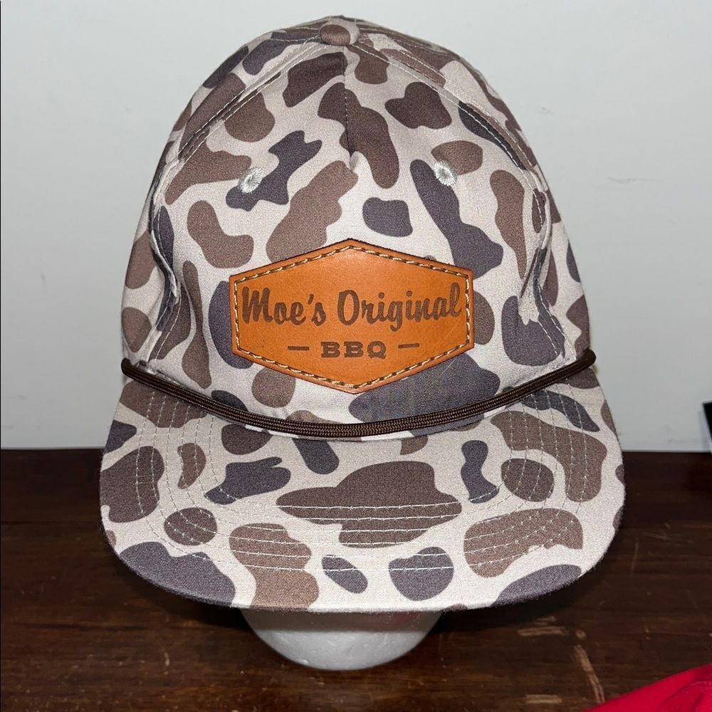 Camo Camouflage Famous Moe’s BBQ hunting SnapBack hat cap osfa